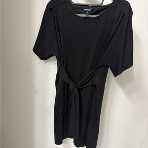 Express Black Mini Dress with Tie Detail